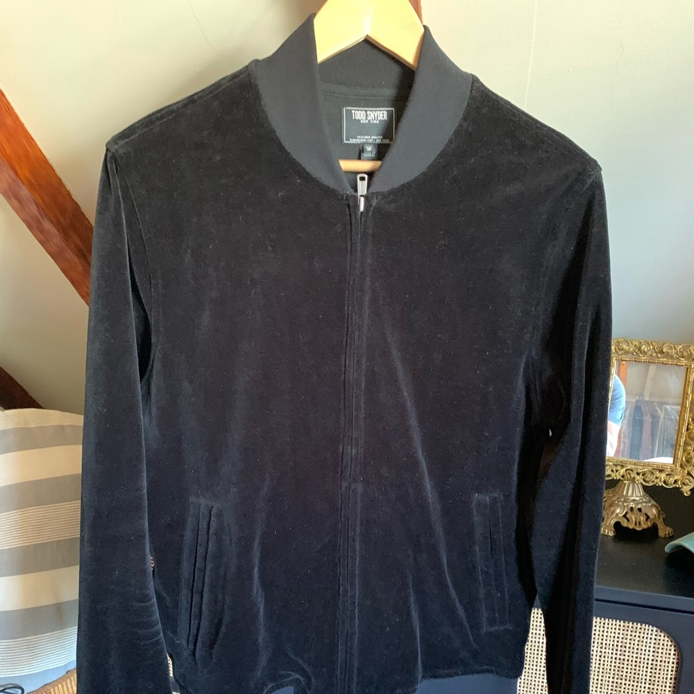 Black Velour Bomber Jacket